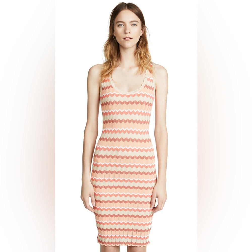 RONNY KOBO Alula Striped Midi Chevron Knit Dress Size Medium